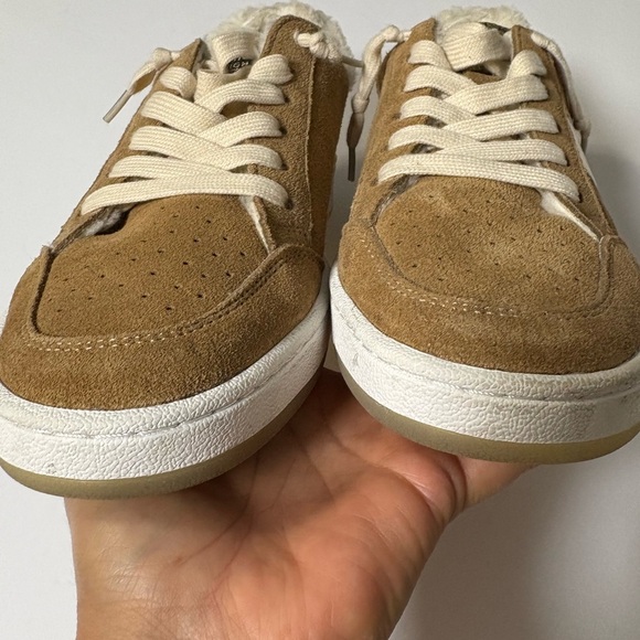 Vintage Havana Belen Chestnut Suede Sneakers w Faux Fur Trim and Gold Accents. 8 - Picture 7 of 15